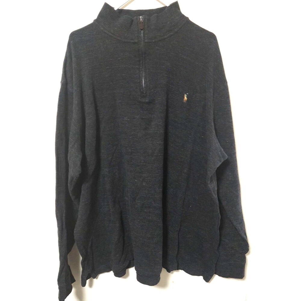 Polo Ralph Lauren 1/4 Zip Long Sleeve Pullover Men's Sweater Grey Size 2XLT